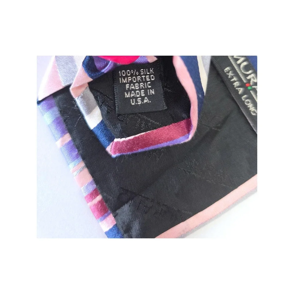 Murano‎ Extra Long Silk Tie Purple Blue Pink Striped Diagonal Business Formal